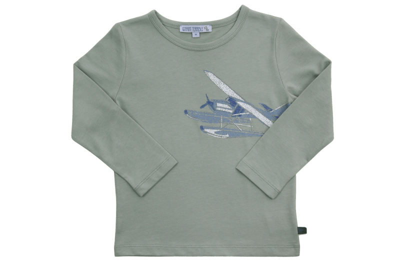 2150 Langarmshirt "Flugzeug" von Enfant Terrible, reine Bio Baumwolle, Gr. 116 - 134