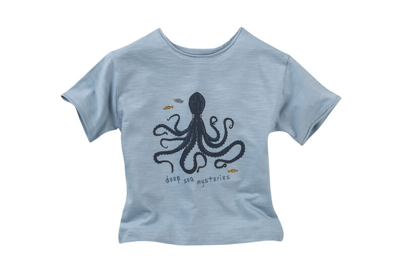 2257 People-Wear T-Shirt hellblau "Oktupus", reine Bio Baumwolle, Gr. 128