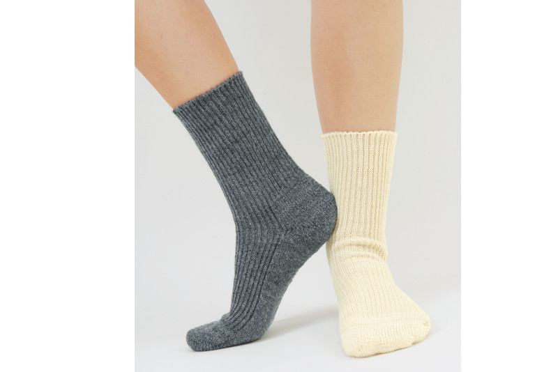 501 Wollsocke mit Plüschsohle v. Hirsch Natur, Gr. 42/43
