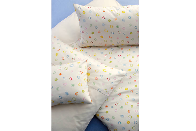 676 Kinderbetttwäsche "Kritzelkreise" Satin, reine Bio Baumwolle